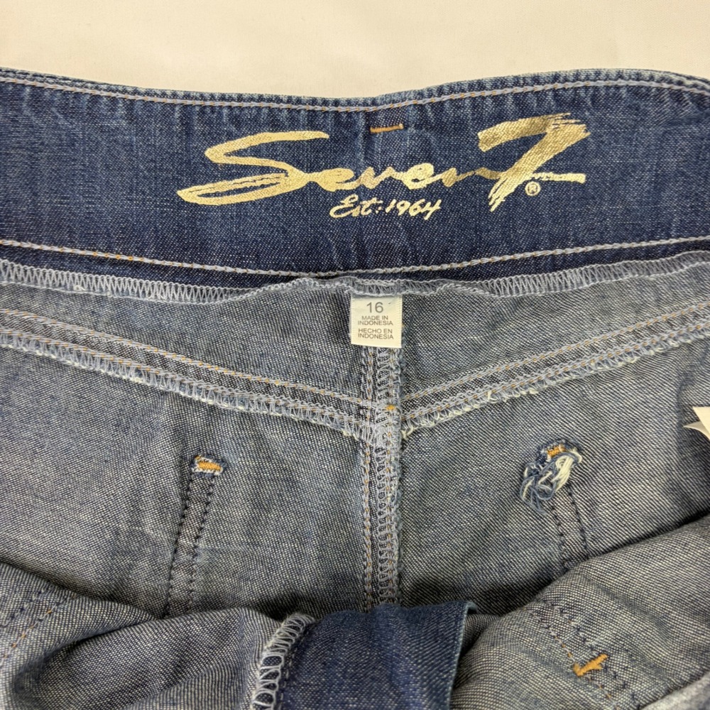 NWT Seven 7 Wide Leg Denim Pants Sz 16 Plus Size Patch Pockets Cropped Seven7 - Picture 3 of 11
